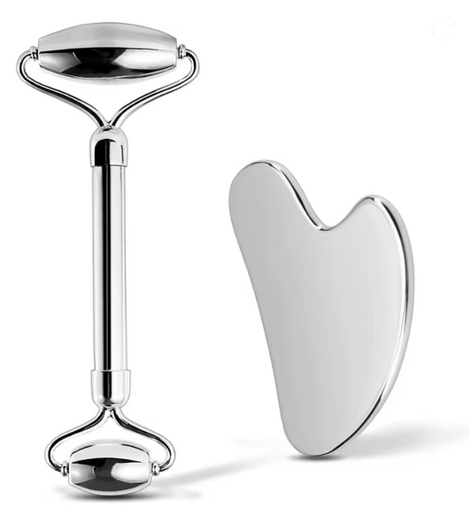 Roestvrij Staal Gua Sha Gezicht Masseerder & Roller